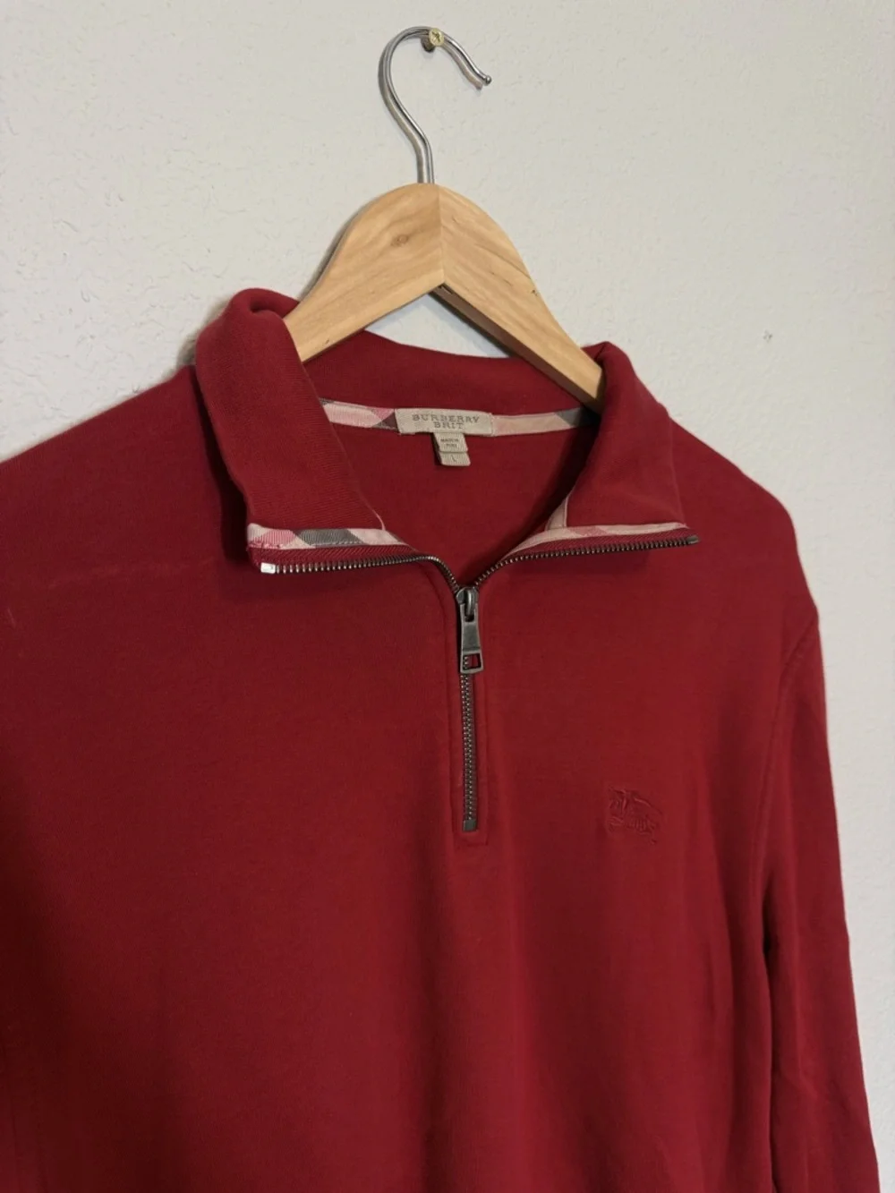 Burberry | Brit Men's Red Quarter-Zip Sweater - L - Picture 3 of 5